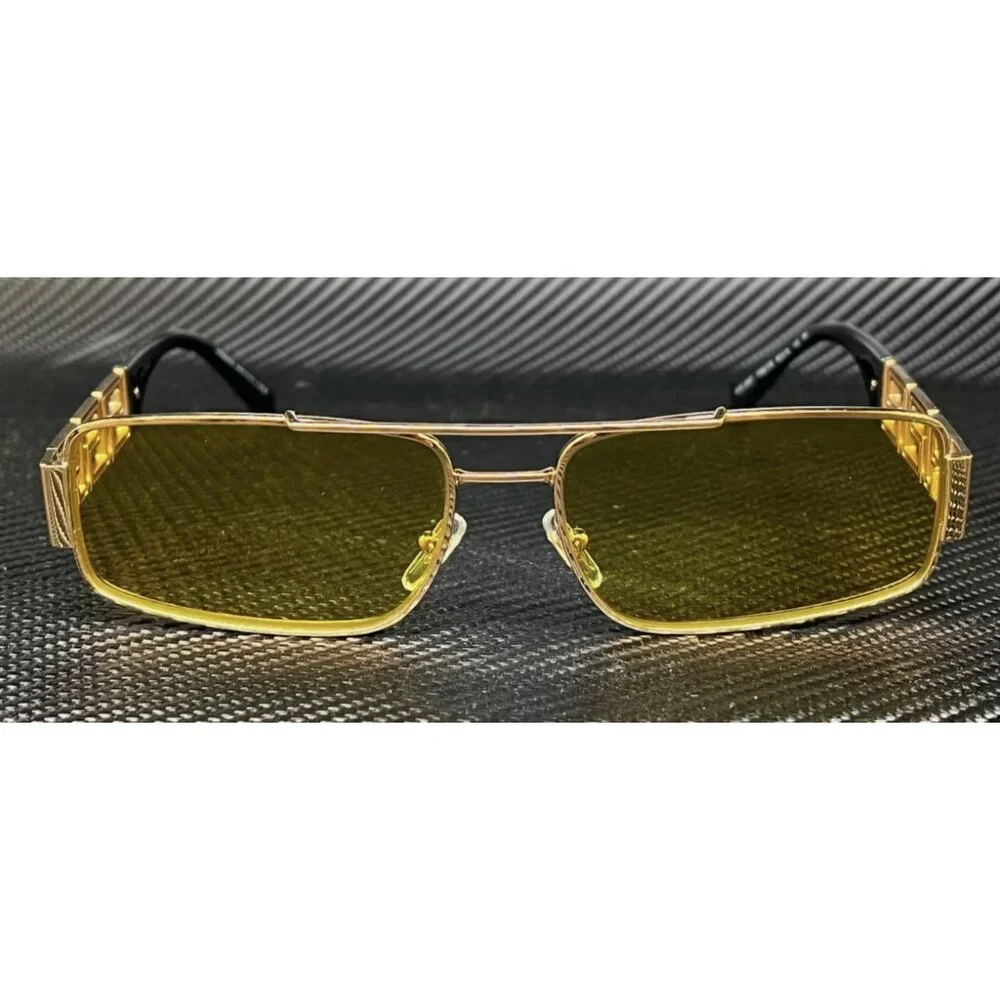 VERSACE Gold Yellow Men's 60 mm Sunglasses